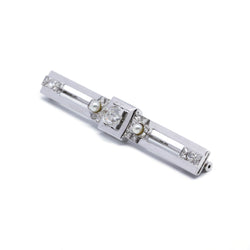 Broche - Or, Platine, Diamants Et Perles