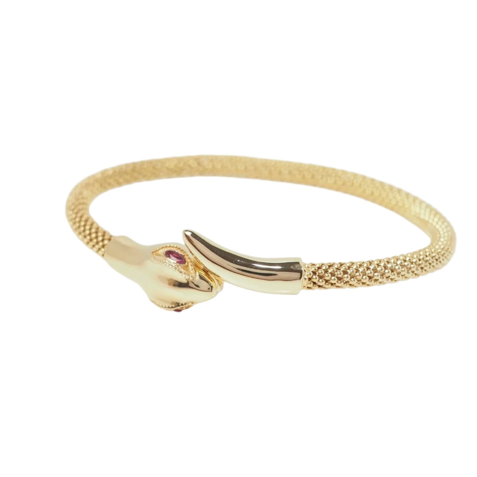 Bracelet serpent en or jaune et rubis