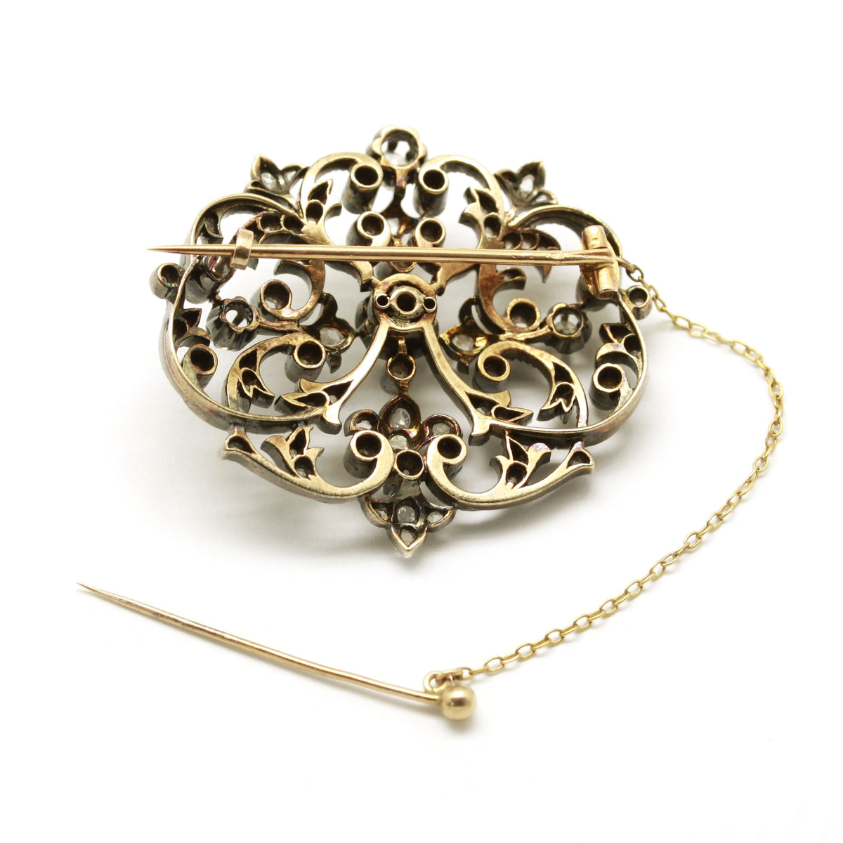 Broche XIXème - Or, Argent et diamants