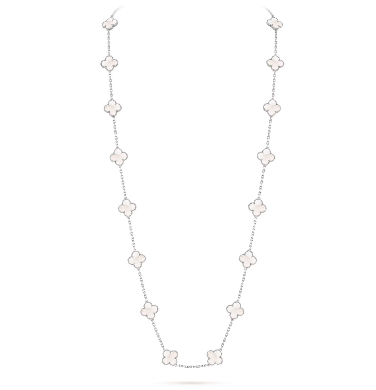 Sautoir Van Cleef et Arpels Alhambra or blanc 750 et nacre