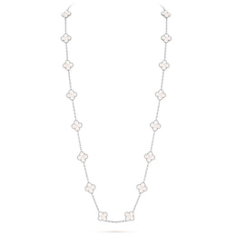 Sautoir Van Cleef et Arpels Alhambra or blanc 750 et nacre