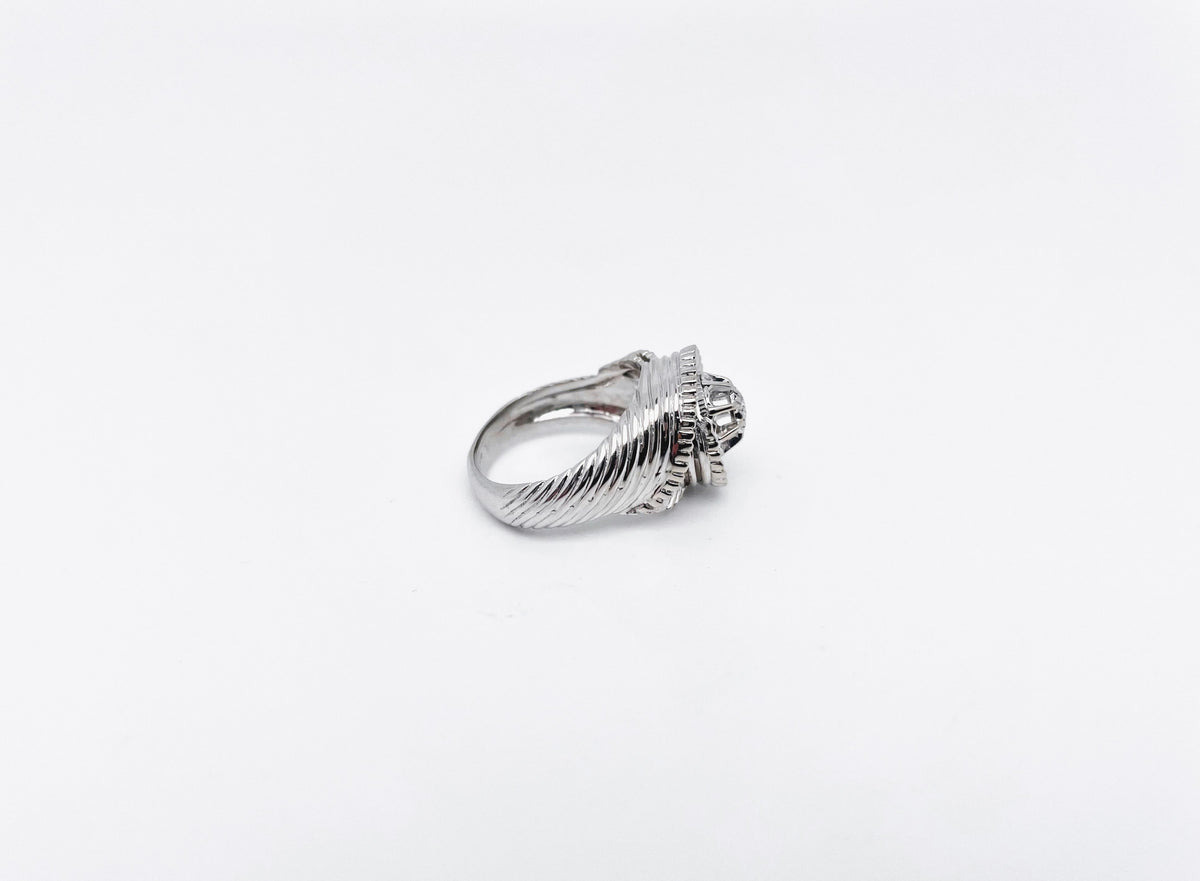 White gold platinum and diamond Tourbillon ring