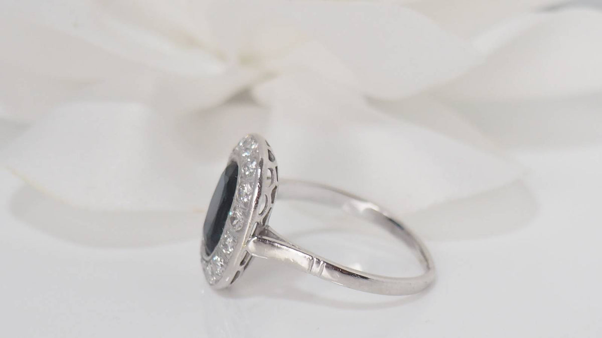 Platinum, sapphire and diamond ring 