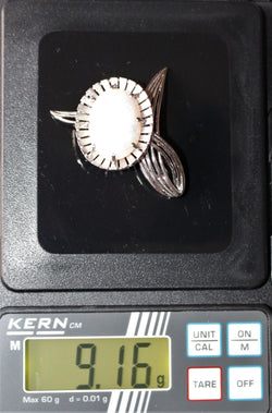 Broche Fleur Or Gris Et Opale blanche