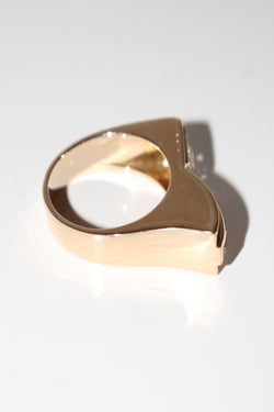 Diamond And Red Stone Tank Ring