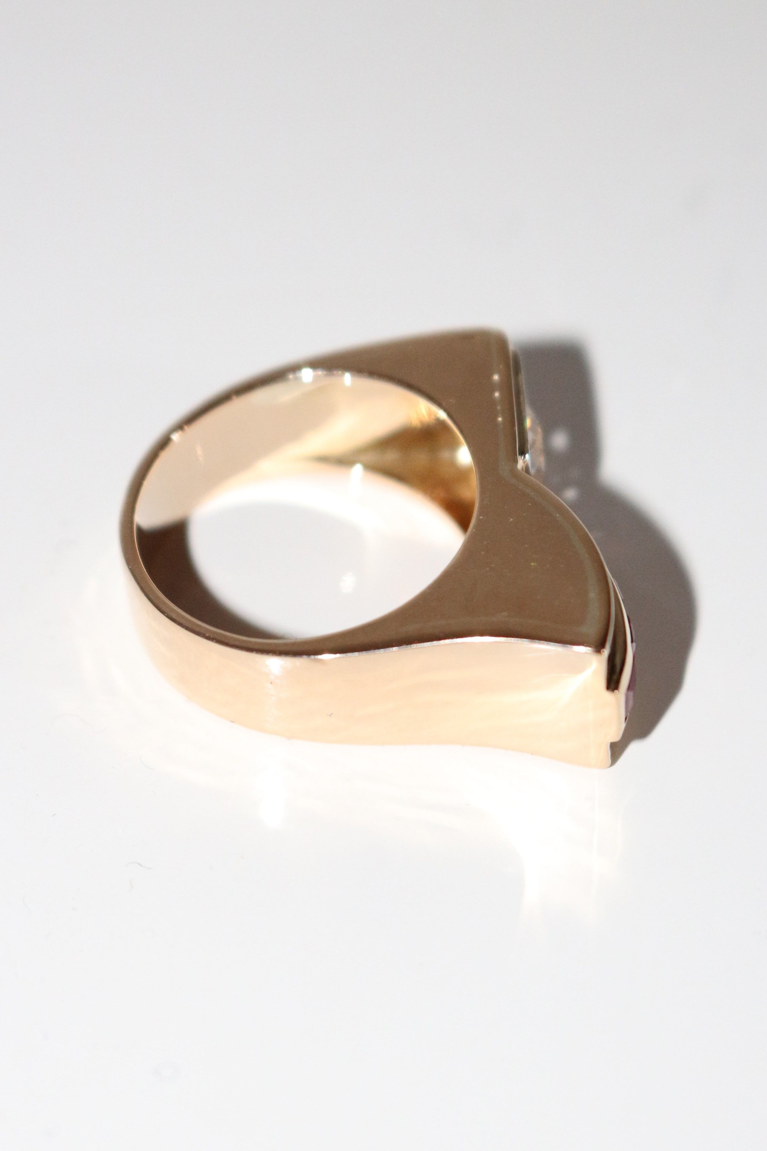 Diamond And Red Stone Tank Ring