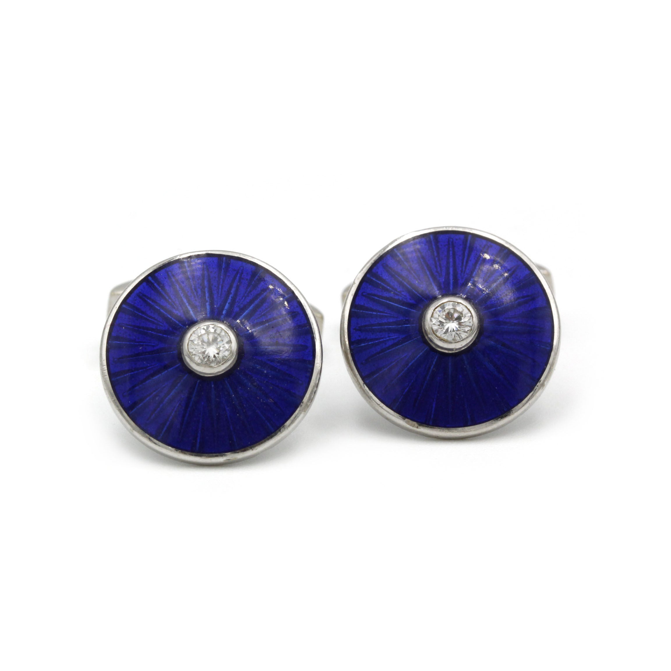 Boutons de manchettes - Or, émail et diamants