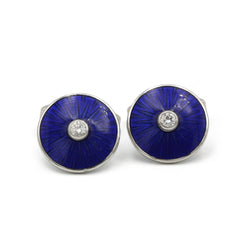 Boutons de manchettes - Or, émail et diamants