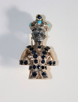 Tête de Maure ou Moretto en or jaune et argent