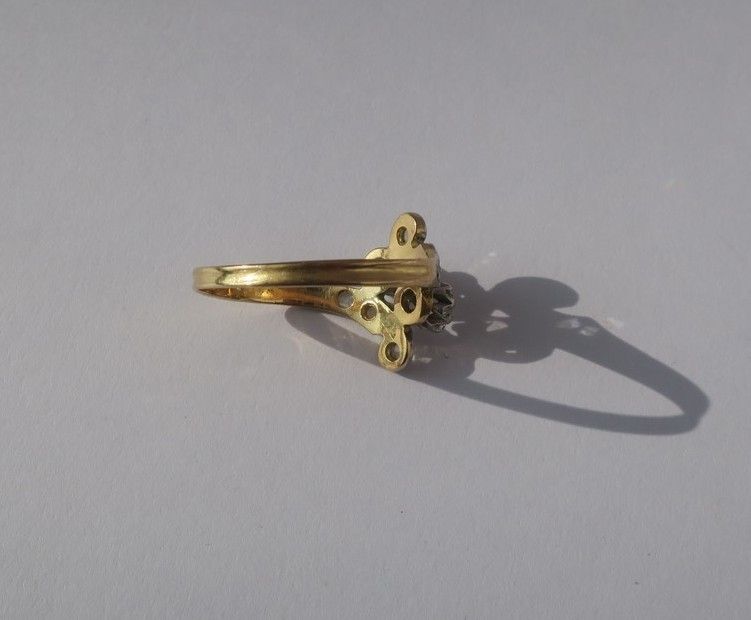 Toi et Moi Ring, 19th Century, Swirls, Diamonds, Gold and Platinum