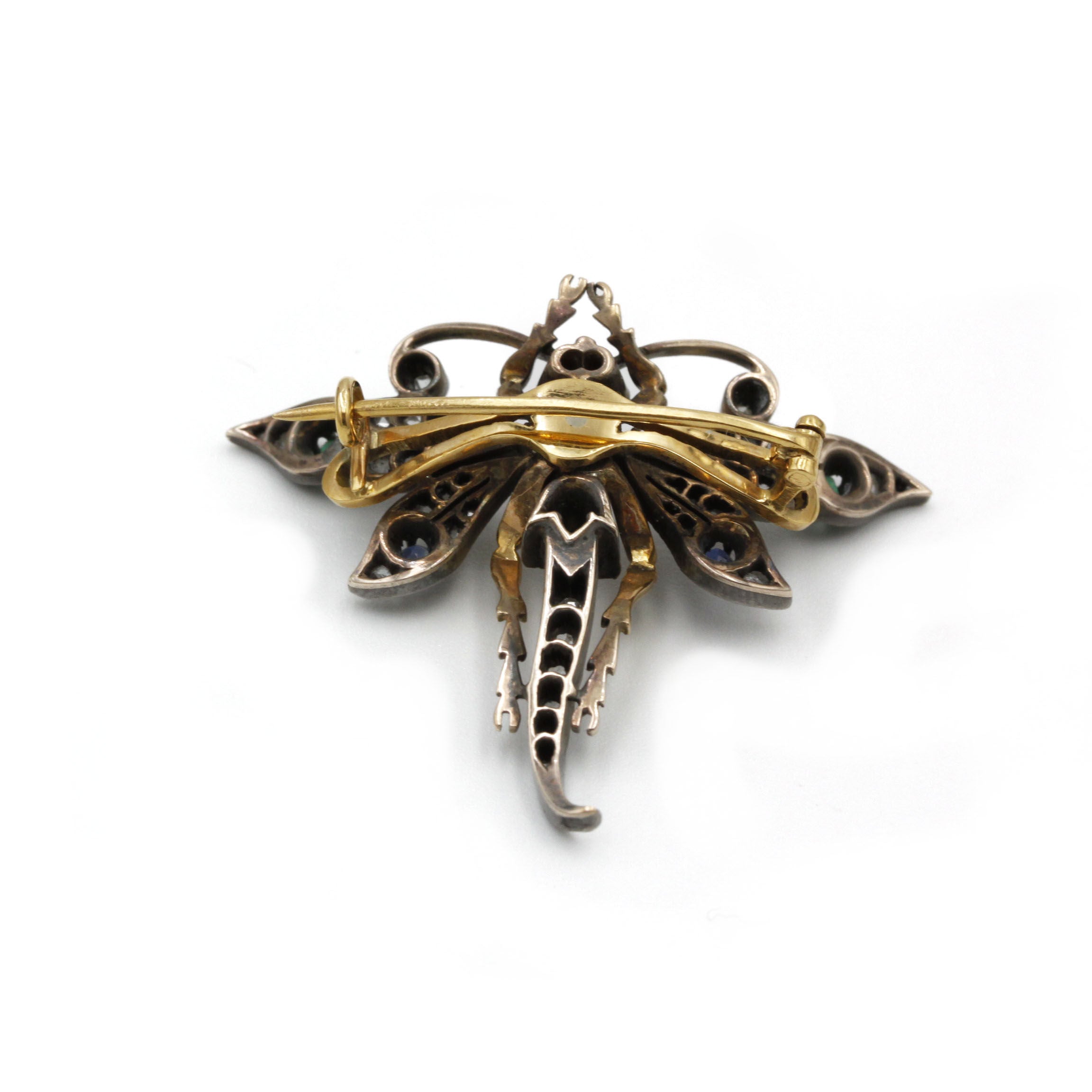 Broche Libellule XIXe - Or et argent