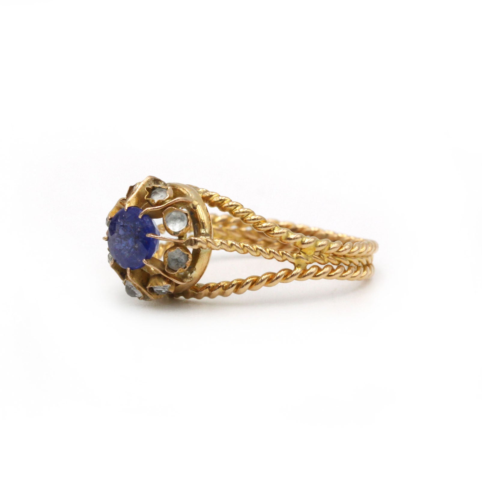 Ring Garter in yellow gold, sapphire and diamonds