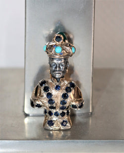 Moor's head or Moretto in yellow gold and silver