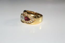 Tricolor Sapphire Diamond Ruby Ring