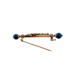 Broche or rose perles lapis lazuli