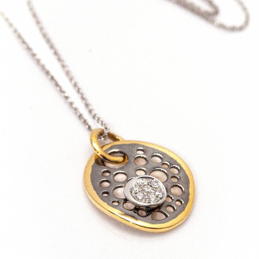 Necklace SATELIT in two-tone gold and diamonds