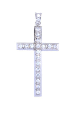 Croix ancienne diamants en or blanc et platine