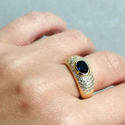 Yellow gold sapphire and diamond ring 