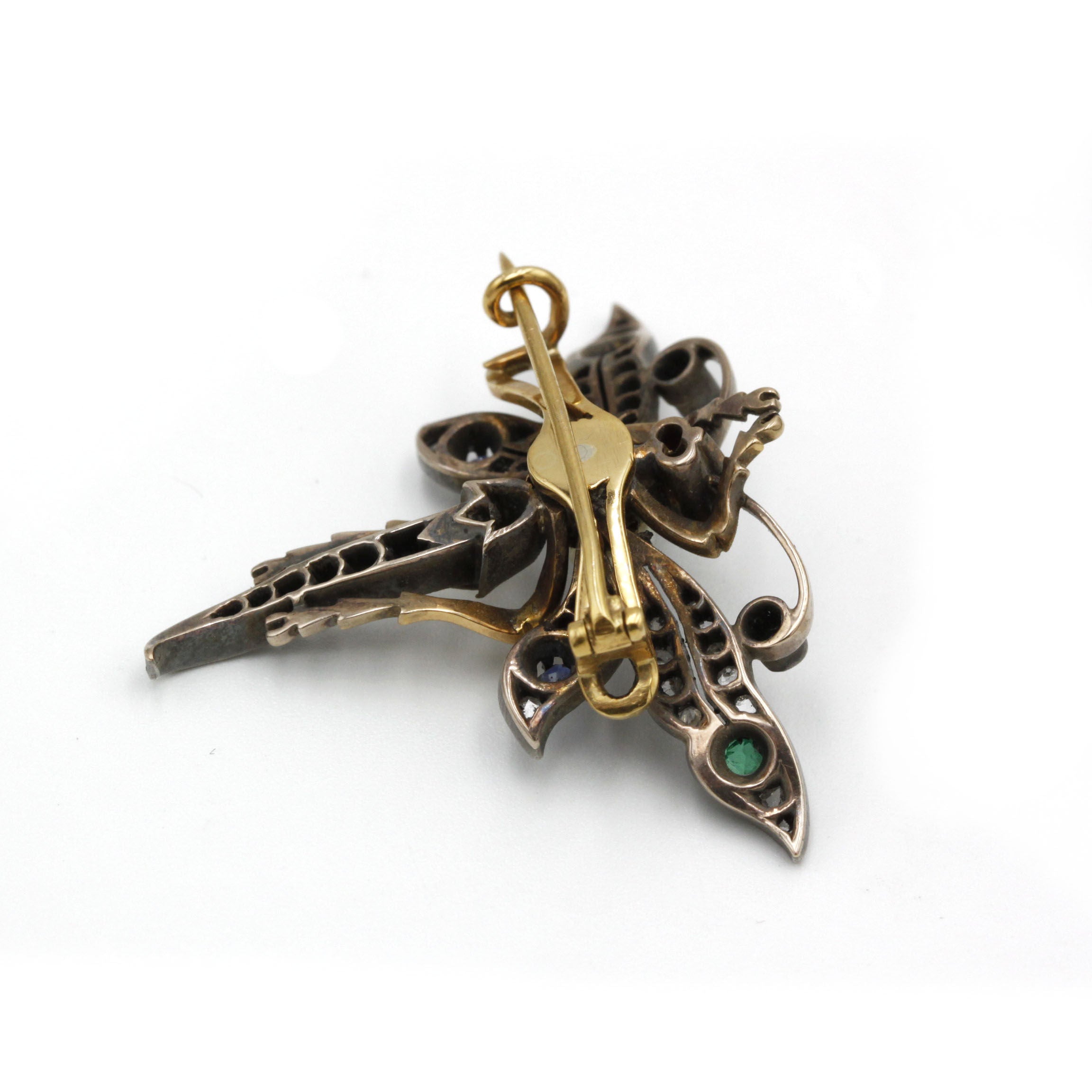 Broche Libellule XIXe - Or et argent