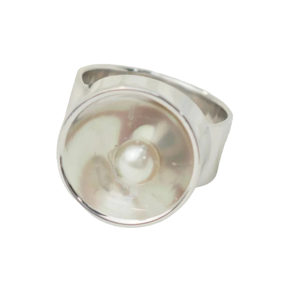 Bague DINH VAN vintage en or blanc et perle
