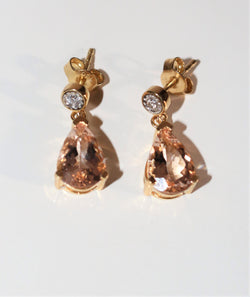 Paire De Boucles d'Oreilles Morganites Et Diamants