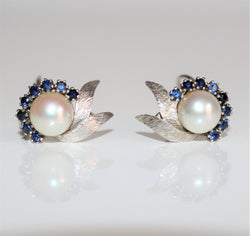 Pearl and Sapphire Earrings