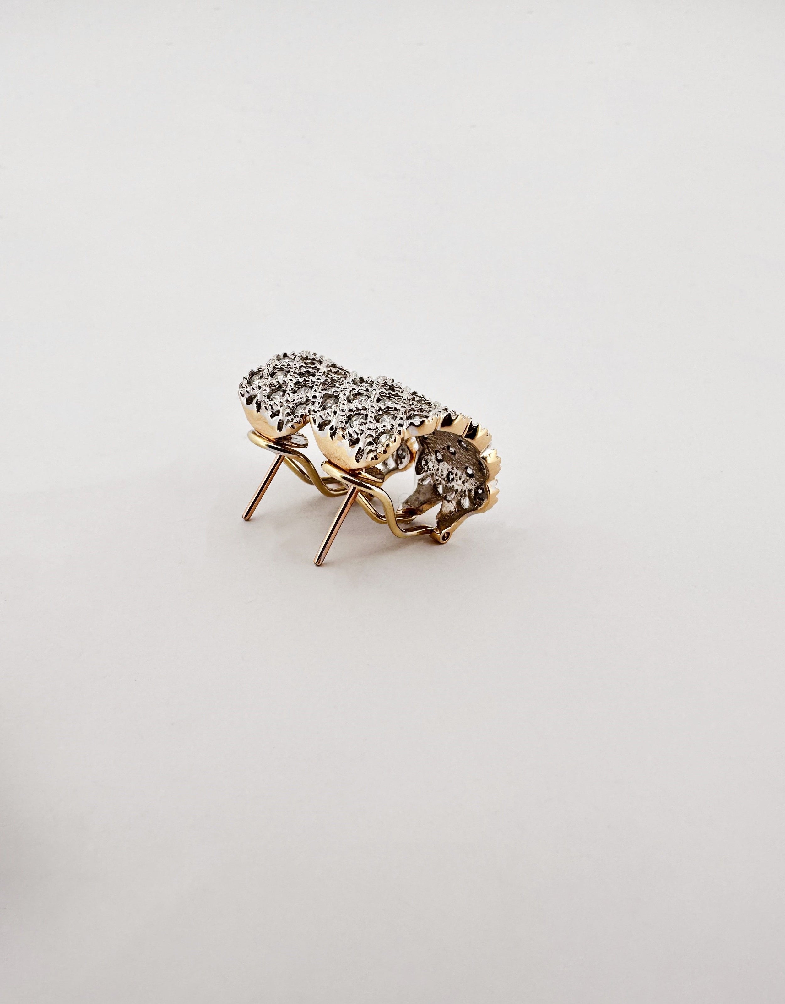 Boucles d'oreilles Pavées en or jaune et blanc et diamants