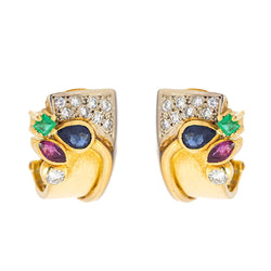 Boucles d'oreilles FLAIR en or et pierres précieuses. Occasion