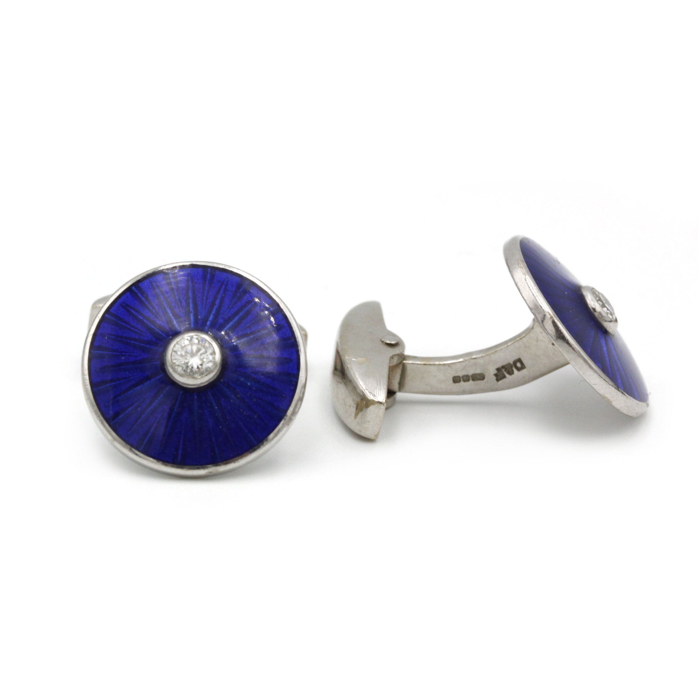 Boutons de manchettes - Or, émail et diamants