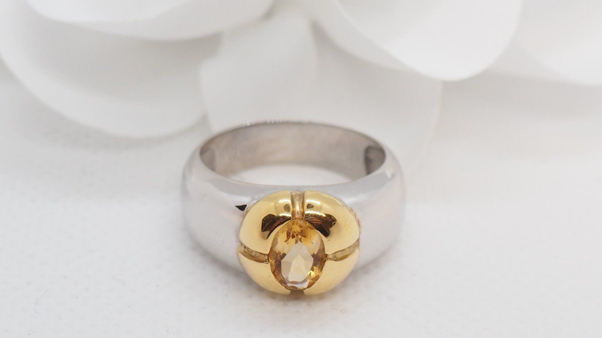 Two-Tone Gold And Citrine Ring 