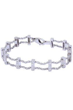 Bracelet barrettes en or blanc et diamants