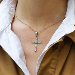 Pendentif Art Deco croix en or blanc