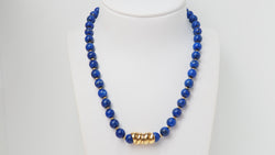 Collier De Perles de Lapis Lazuli Et Fermoir En Or