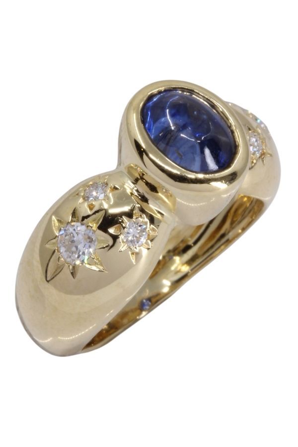 Bague saphir et diamants en or jaune
