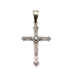 Pendentif Art Deco croix en or blanc