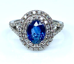 18k white gold sapphire and diamond ring