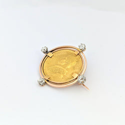 Broche en or jaune Médaille Pape diamants