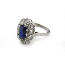 Ring Marguerite in paltinium, sapphire and diamonds