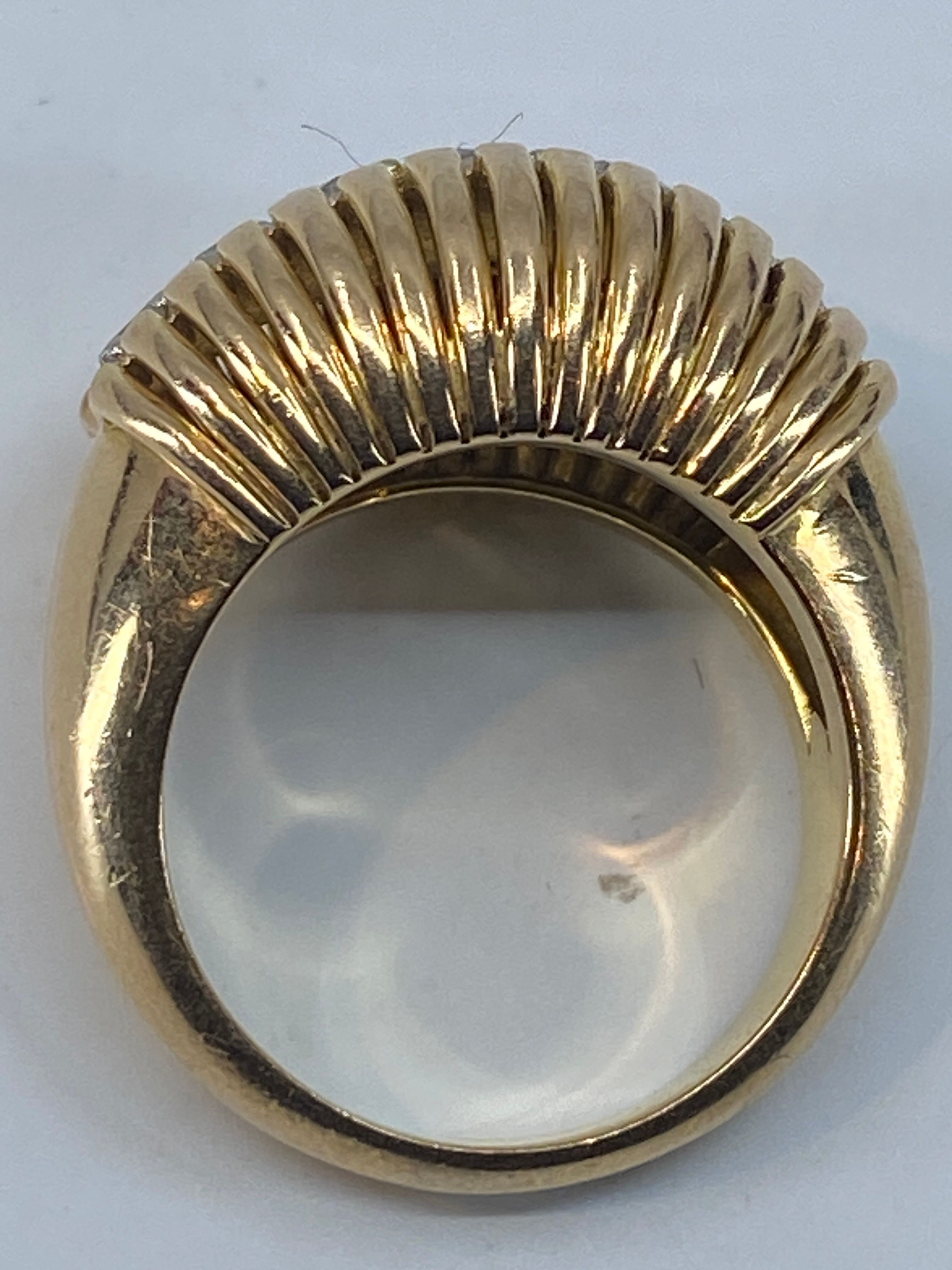 Bague en or 18 carats et platine sertie d’une ligne de 7 diamants vers 1950