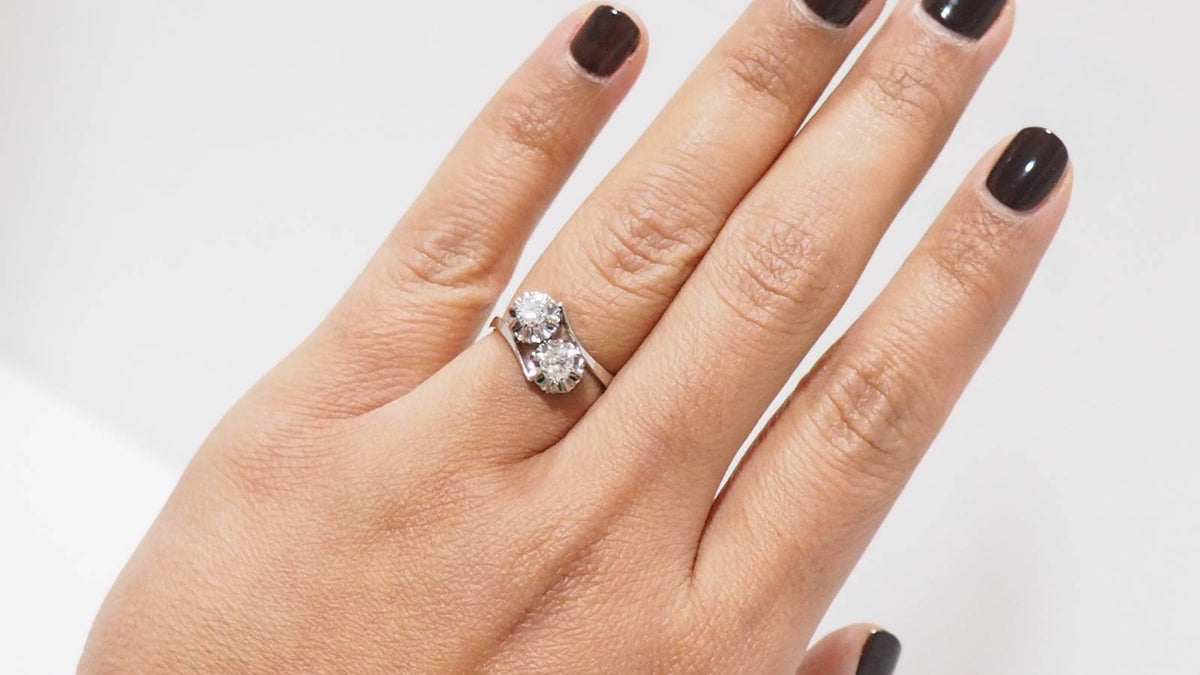 Toi et Moi ring in white gold and diamonds 