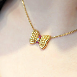 Collier Fred Nœud or jaune diamant et rubis