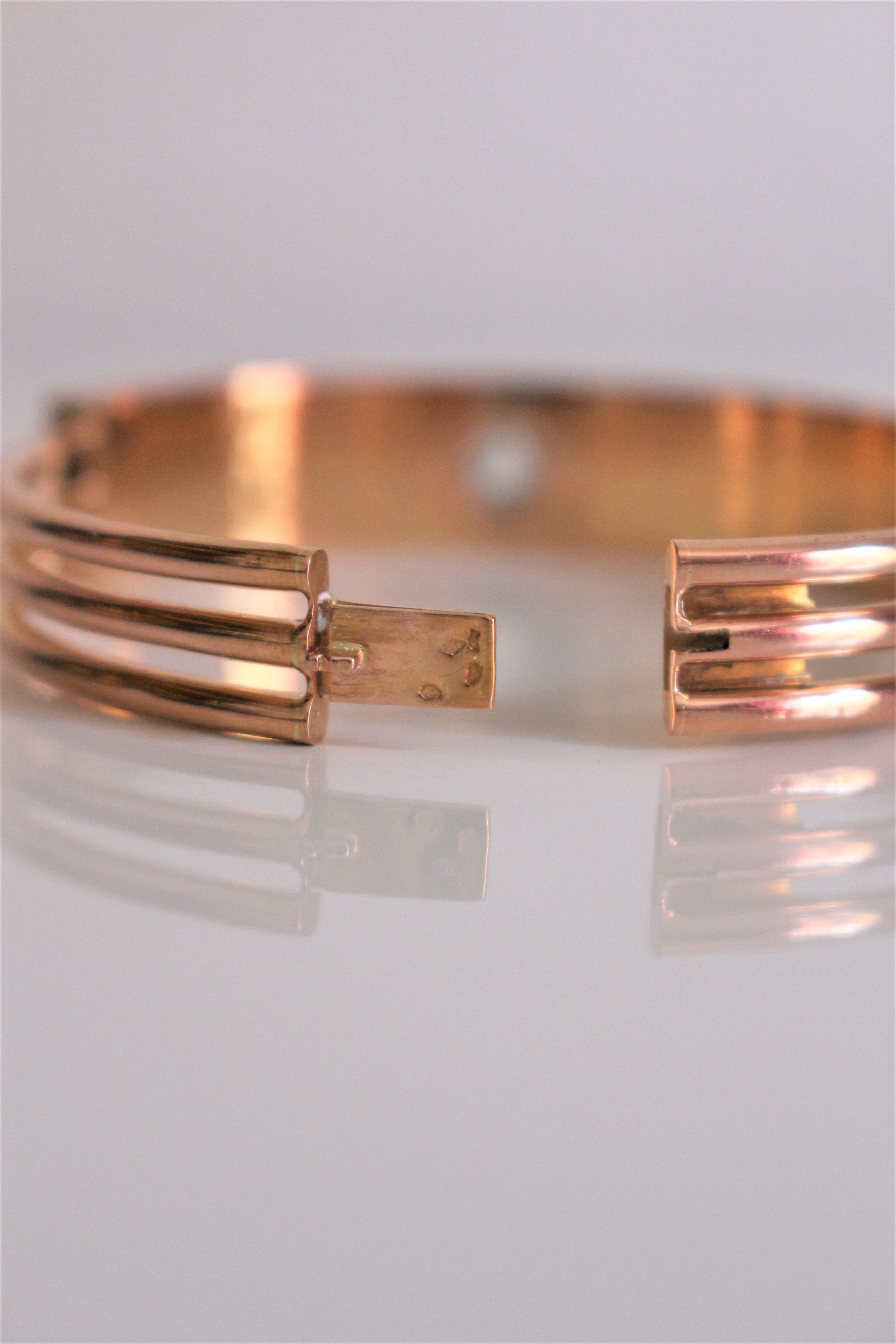 Napoleon III bracelet in pink gold and black enamel