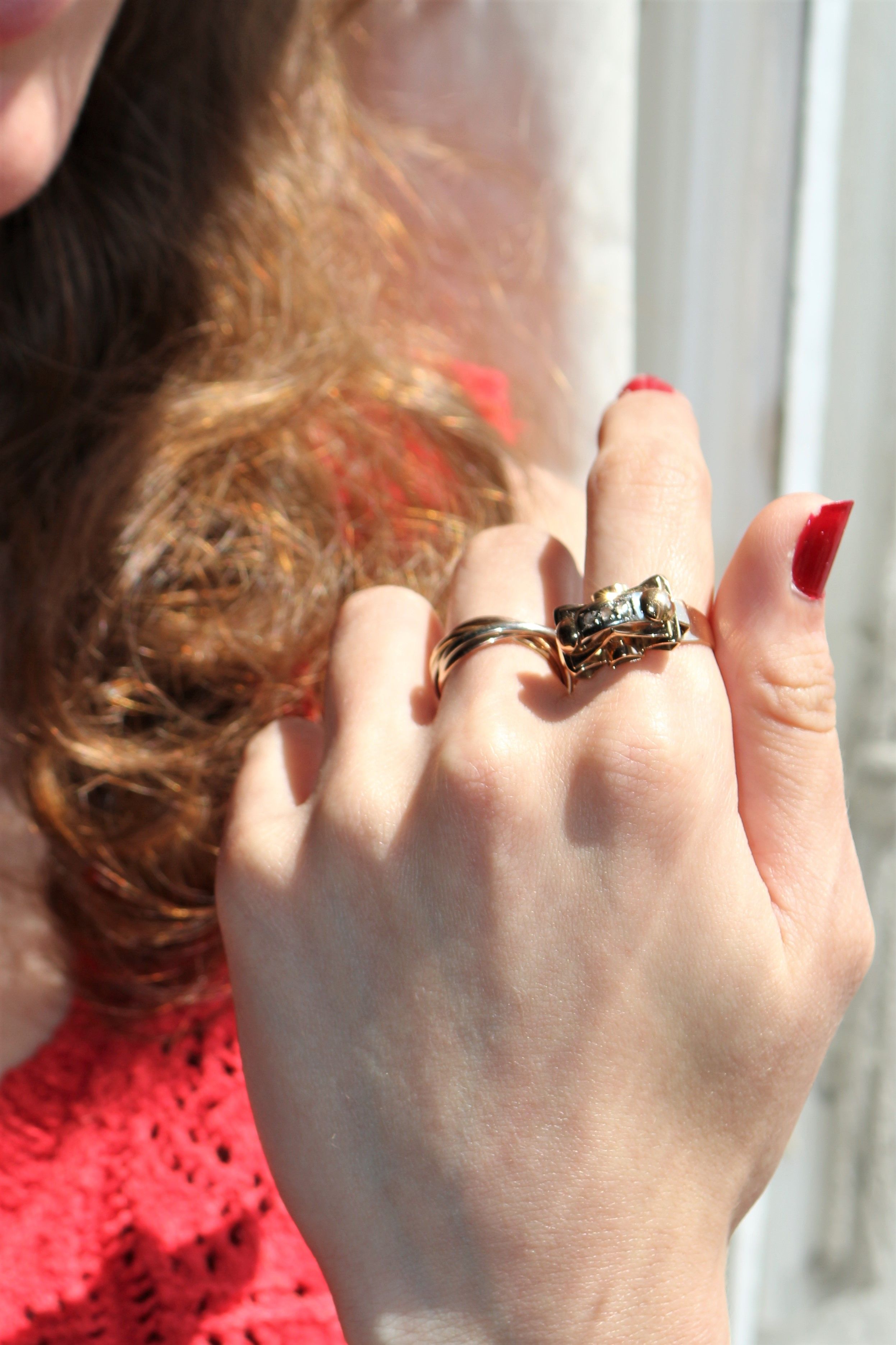 Bague Rétro Or Jaune Et Roses
