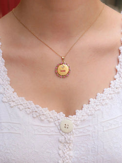 Médaille Amour AUGIS entourage coeur rubis Plus qu’hier moins que demain diamant rubis - Castafiore