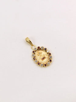 Médaille amour Augis ovale Plus qu'hier moins que demain or jaune diamant rubis - Castafiore