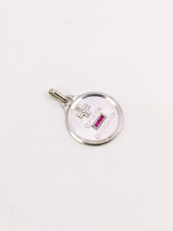 Médaille amour Augis ronde Plus qu'hier moins que demain or blanc diamant rubis - Castafiore