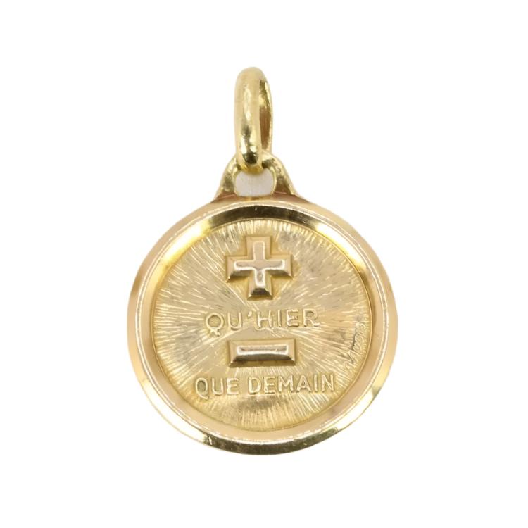 Médaille amour Augis ronde Plus qu'hier moins que demain or jaune - Castafiore