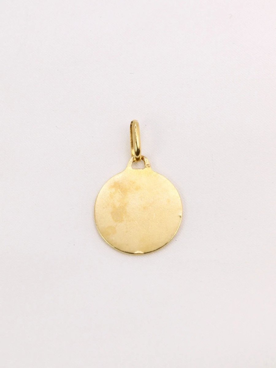 Médaille amour Augis ronde Plus qu'hier moins que demain or jaune diamant rubis - Castafiore