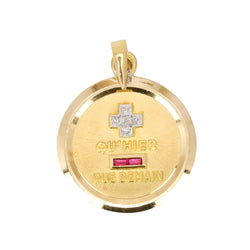 Médaille amour AUGIS ronde Plus qu'hier moins que demain or jaune rubis diamants - Castafiore