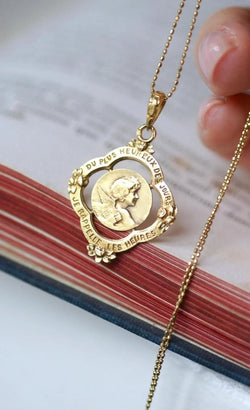 Médaille Ancienne Ange en Or Jaune - Castafiore